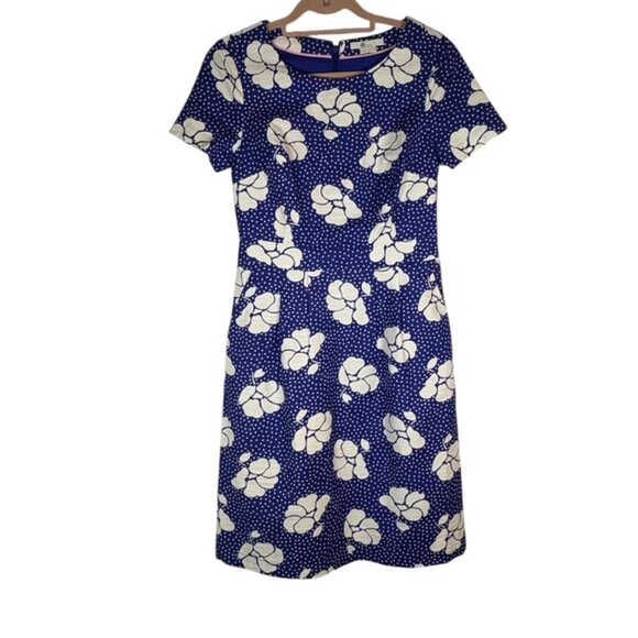 Boden Sierra Blue & White Floral Print Dress Size 6 - Picture 4 of 5